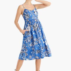 NWOT J. Crew Linen Spaghetti-Strap Tea Dress in Ratti® Tropical Toile